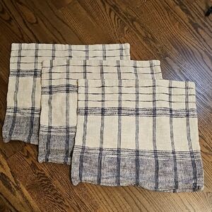 Crate&Barrel Deep Indigo Plaid Duvet Set Of 3
